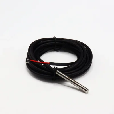 Датчик температуры (термистор) NTC 10 кОм ГВС, гильза 6x50 мм, чёрный кабель 5 метров, -20С...+120C,